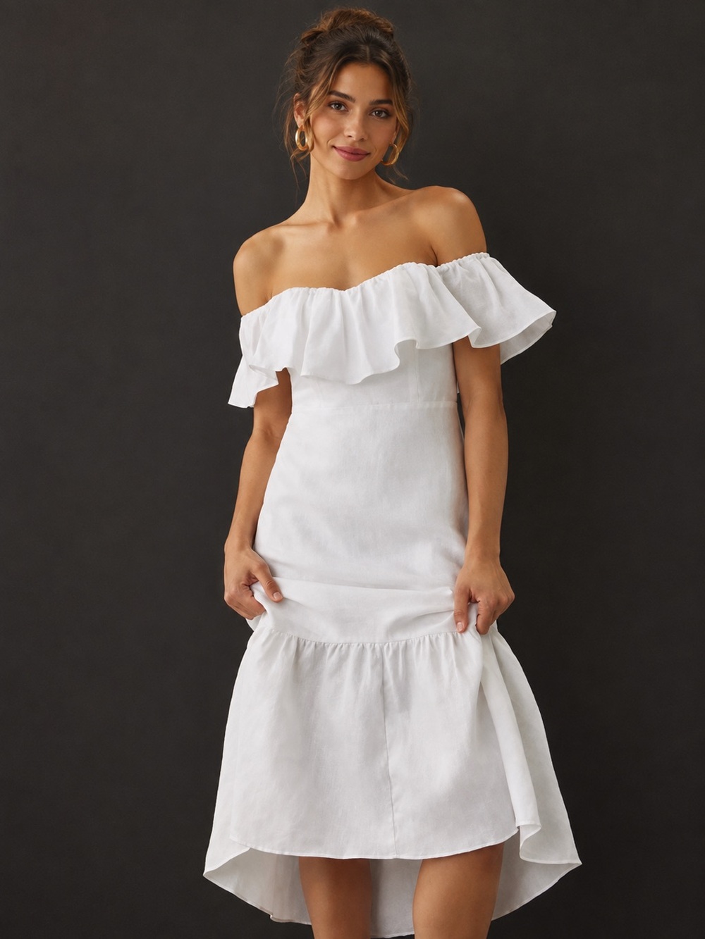 Reformation Baela White Linen Dress Size 12